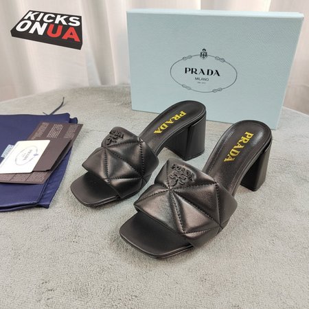 Prada Quilted Nappa Leather Heeled Sandals Black 35-40