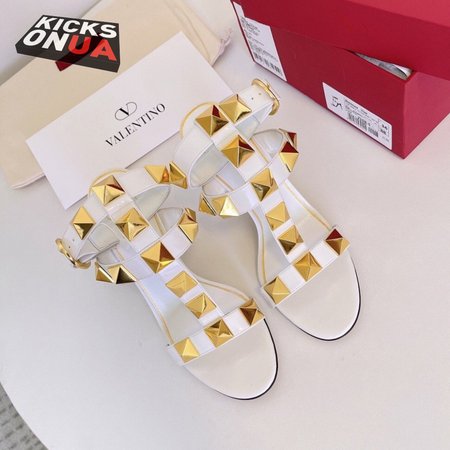 Valentino Roman Stud Calfskin Sandal 100mm White 35-39