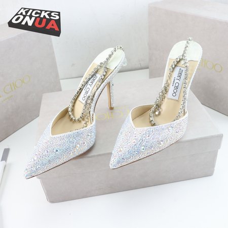 Jimmy Choo Saeda 100 Ivory Satin Pumps 35-39