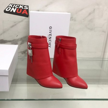 Givenchy Shark Lock Boots In Leather Red 35-39